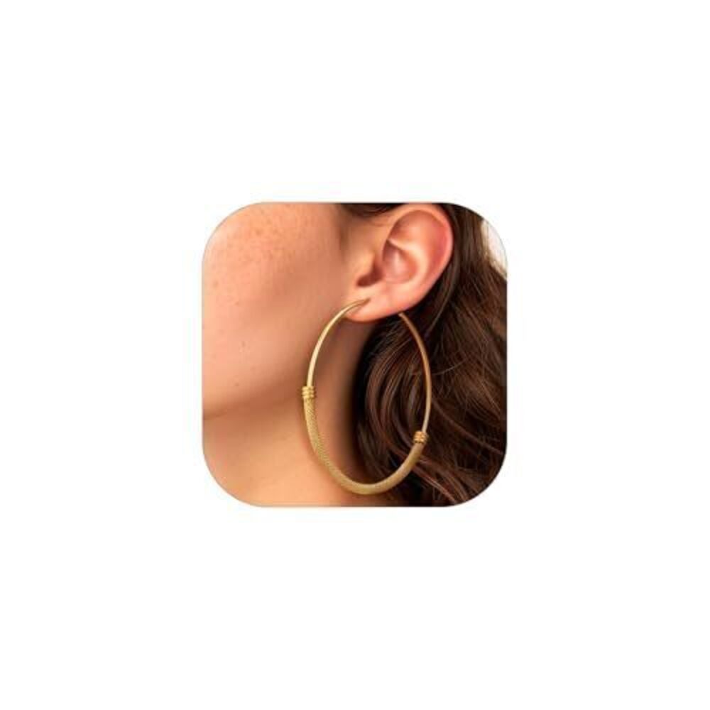7322 80mm Big Hoop Earrings Large Hoops 18K Gold Plated Large Round Earring